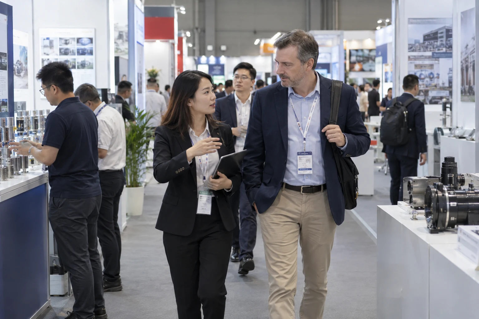 Illustrative trade show support service scene, AI-generated